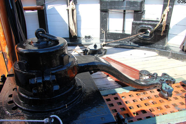 Deck winch aboard RRS Discovery. Dundee, Scotland.