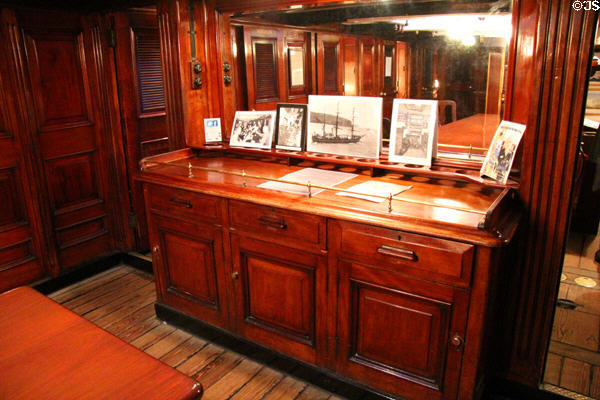Sideboard in officer's mess aboard RRS Discovery. Dundee, Scotland.