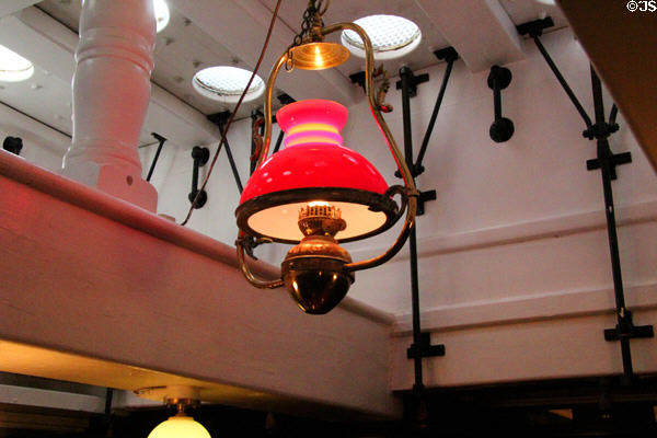 Kerosene lamp in officer's mess aboard RRS Discovery. Dundee, Scotland.