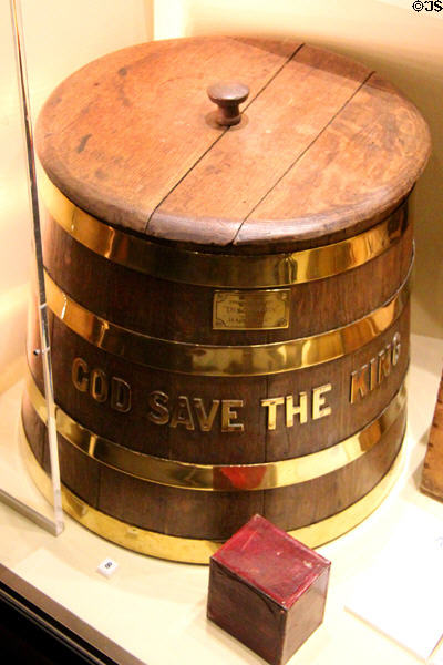 Ship's grog tub at RRS Discovery Museum. Dundee, Scotland.