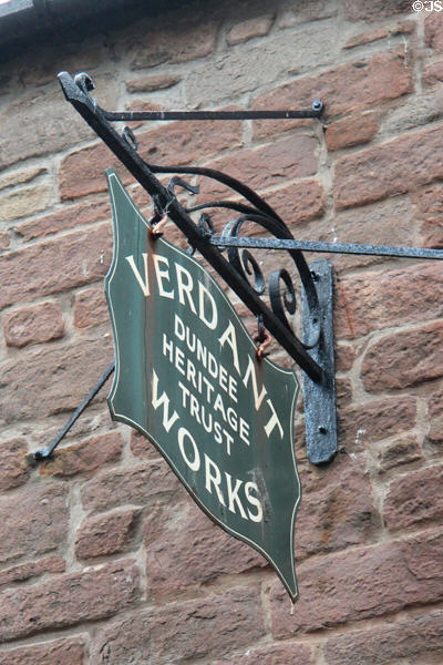 Sign for Verdant Works Museum run by Dundee Heritage Trust. Dundee, Scotland.