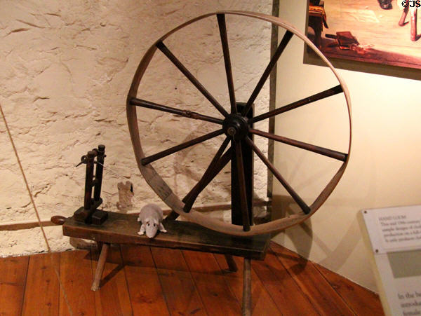 Muckle spinning wheel at Verdant Works Museum. Dundee, Scotland.