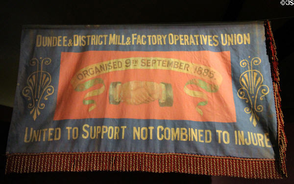 Union banner at Verdant Works Museum. Dundee, Scotland.