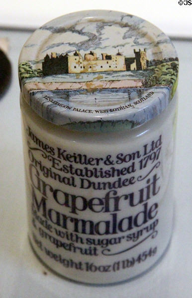 Keiller of Dundee Marmalade Jar at Verdant Works Museum. Dundee, Scotland.
