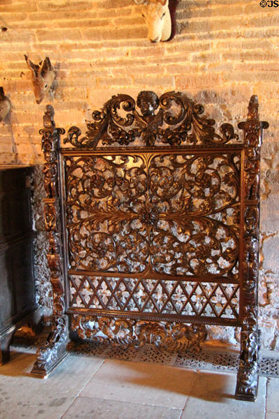 Victor fire screen in crypt at Glamis Castle. Angus, Scotland.