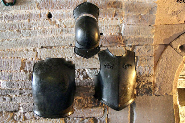 Cromwell armor (1600s) in crypt at Glamis Castle. Angus, Scotland.