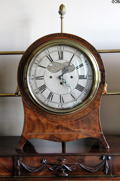 Mantle clock by John Booth of Mile End, London in billiard room / library at Glamis Castle. Angus, Scotland.