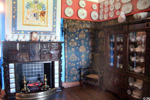 Malcolm's room with china collection at Glamis Castle. Angus, Scotland.