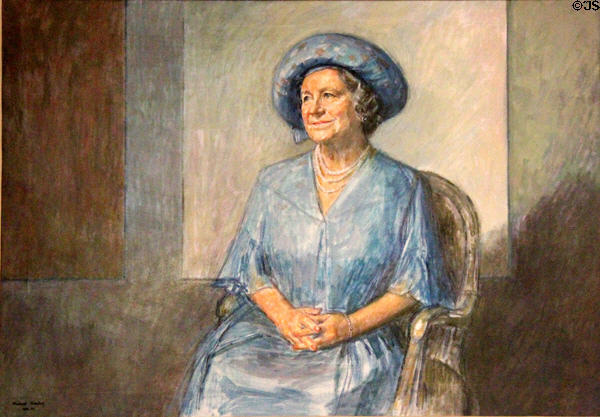 Queen Mother portrait on her 80th birthday (1979) Michael Noakes by at Glamis Castle. Angus, Scotland.