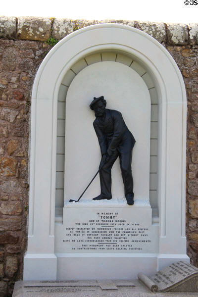 Grave monument for Tommy the golfer (1875) at St Andrews Cathedral. St Andrews, Scotland.
