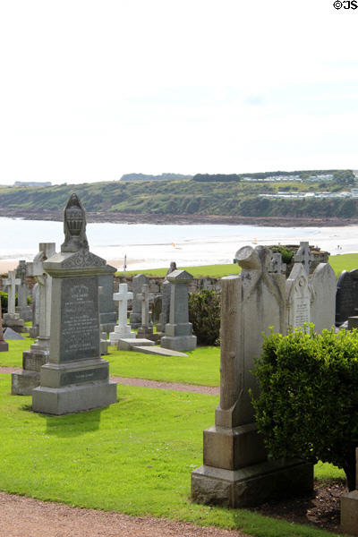 St Andrews Cathedral graveyard overlooking the sea. St Andrews, Scotland.