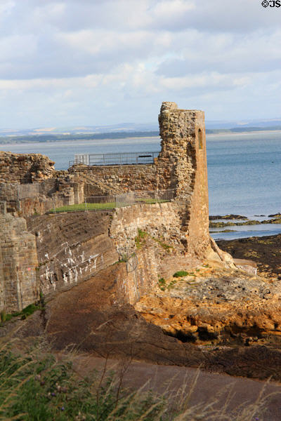 Rocky site of St Andrews Castle since c1200. St Andrews, Scotland.