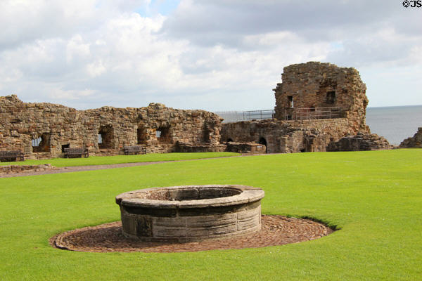 Well in courtyard at St Andrews Castle. St Andrews, Scotland.