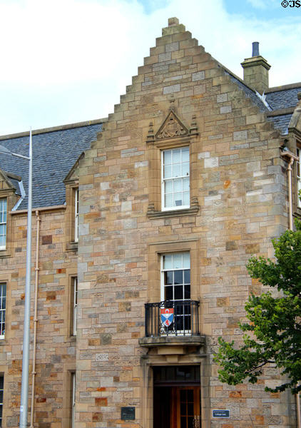 College Gate building (1949-53) of University of St Andrews. St Andrews, Scotland. Architect: J.C. Cunningham.