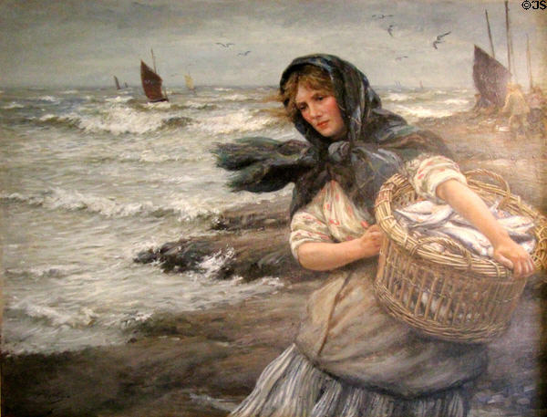 Fisher Lass painting (c1914) by John R.A. McGhie at Scottish Fisheries Museum. Anstruther, Scotland.