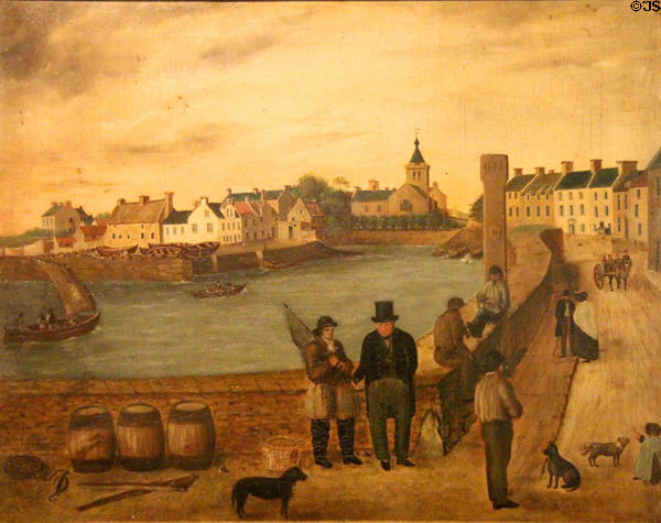 Anstruther Wester painting (1844) by George Taylor at Scottish Fisheries Museum. Anstruther, Scotland.