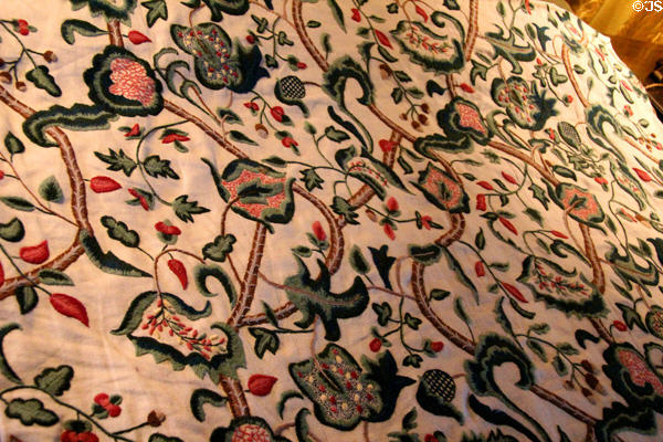 French bed covering (17thC) in Keeper's bedroom at Falkland Palace. Falkland, Scotland.