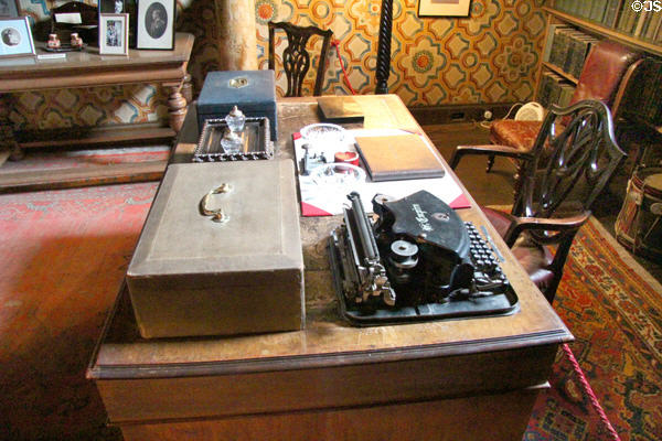 Desk with typewriter in Edwardian Library at Falkland Palace. Falkland, Scotland.