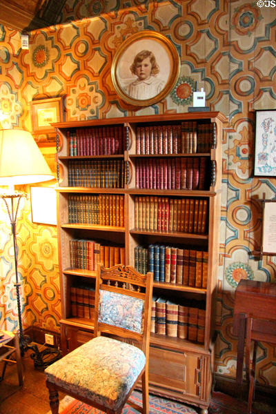 Bookshelves in Edwardian Library at Falkland Palace. Falkland, Scotland.