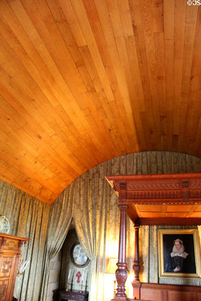 Arched ceiling of Mary Queen of Scots recreated bedchamber at Falkland Palace. Falkland, Scotland.