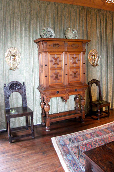 Cabinet & chairs in Queen's bedchamber at Falkland Palace. Falkland, Scotland.