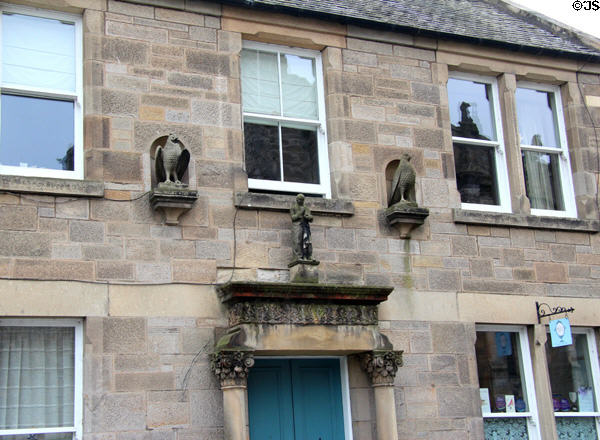 Tornaveen (late 19thC) with carved lion & eagles (High St.). Falkland, Scotland.