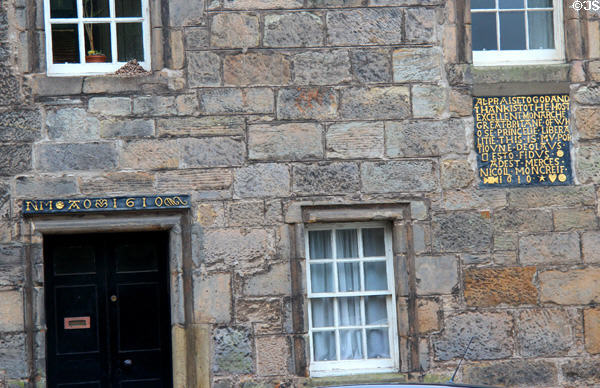 Moncrief House with lintel (NM AO 1610) & dedication inscription (High St.). Falkland, Scotland.