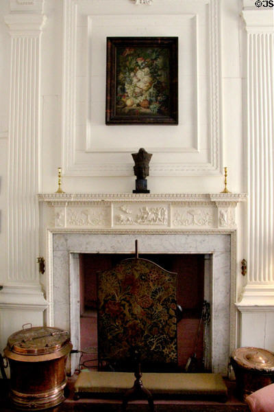 Drawing room fireplace in Adamesque style (c1800) at Kellie Castle. Pittenweem, Scotland.