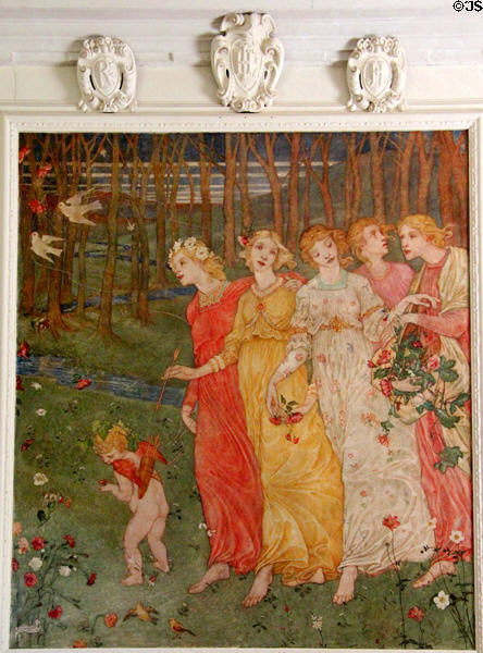Procession of Girls painting (1897) by Phoebe Anna Traquair after Botticelli at Kellie Castle. Pittenweem, Scotland.