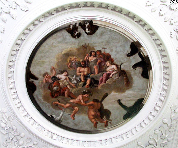 Apotheosis of Hercules ceiling painting (1673-80) by Jacob de Wet at Kellie Castle. Pittenweem, Scotland.