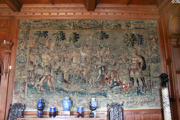 Alexander the Great Flemish tapestry (16th C) in the Hall at Hill of Tarvit Mansion. Cupar, Scotland.