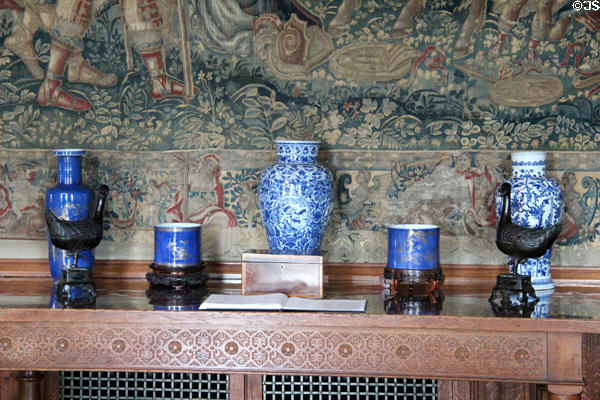 Blue porcelain at Hill of Tarvit Mansion. Cupar, Scotland.
