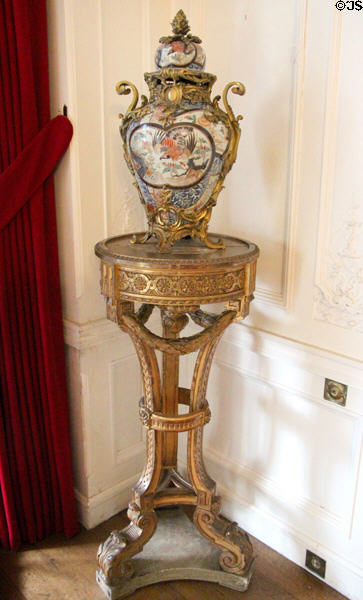 Japanese Imari vase with French Rococo mounts in drawing room at Hill of Tarvit Mansion. Cupar, Scotland.
