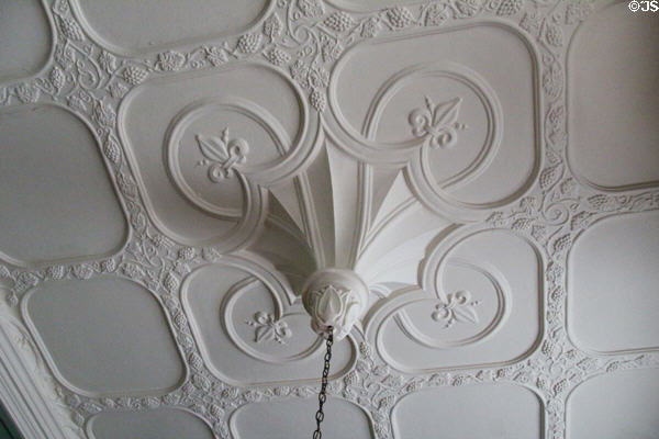 Sculpted library ceiling at Hill of Tarvit Mansion. Cupar, Scotland.