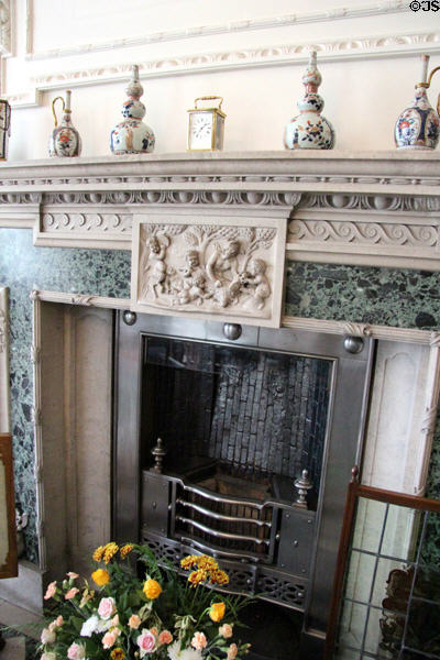 Dining room fireplace at Hill of Tarvit Mansion. Cupar, Scotland.