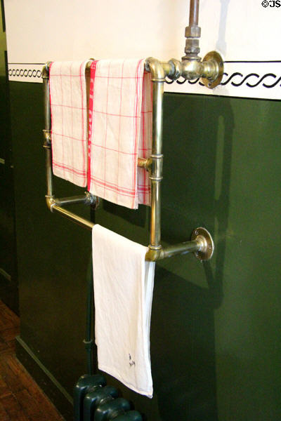 Heated towel rack in kitchen area at Hill of Tarvit Mansion. Cupar, Scotland.