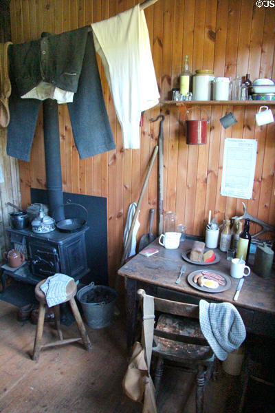 Interior of shepherd's Bothy (shack open to all) at Highland Folk Museum. Newtonmore, Scotland.