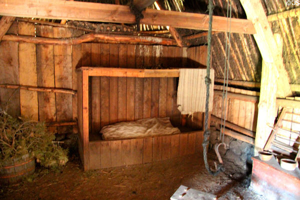 Inset bed in Cottar's House at Highland Folk Museum. Newtonmore, Scotland.