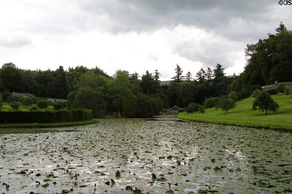 Garden lake at Blair Castle. Pitlochry, Scotland.