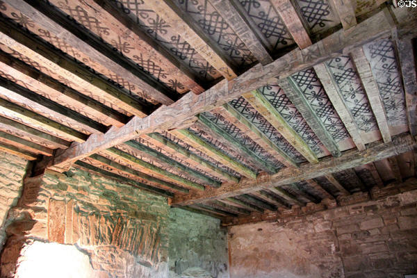 Painted ceiling at Huntingtower Castle. Perth, Scotland.
