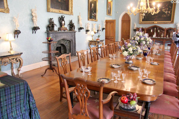 Dining room furnished (1842) for visit of Queen Victoria at Scone Palace. Perth, Scotland.