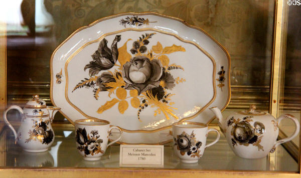 Meissen Marcolini porcelain cabaret set (1780) in state drawing room at Scone Palace. Perth, Scotland.