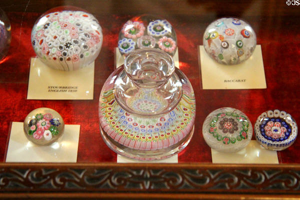 Glass paperweights in state drawing room at Scone Palace. Perth, Scotland.