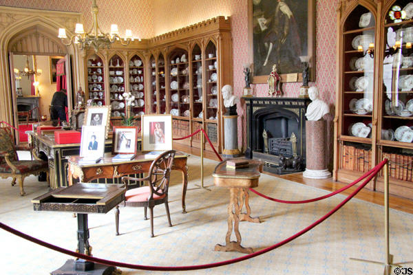Library displaying porcelain collection at Scone Palace. Perth, Scotland.