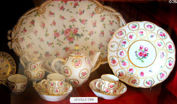Sevres porcelain painted with roses (1768) at Scone Palace. Perth, Scotland.