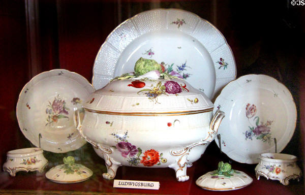 Ludwigsburg porcelain painted with flowers at Scone Palace. Perth, Scotland.