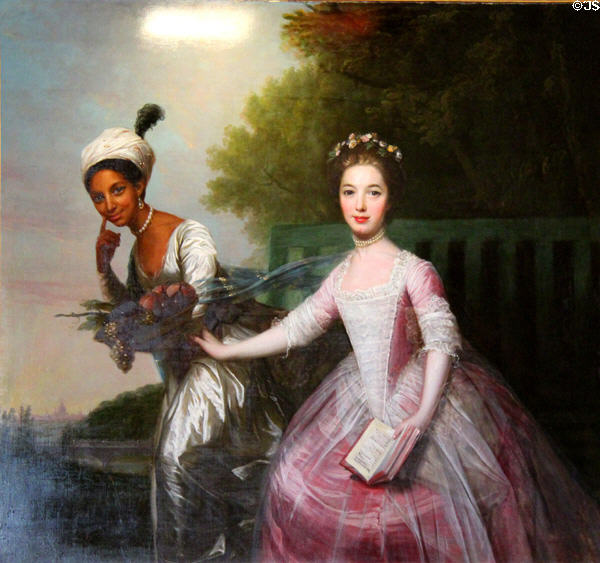 Lady Elizabeth Finch Hatton (Murray) with her cousin Dido Elizabeth Belle painting by David Martin at Scone Palace. Perth, Scotland.