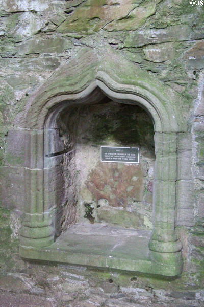 Buffet or display niche in Great hall of tower house at Cardoness Castle. Scotland.