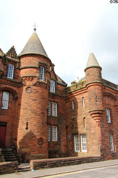 Former military barracks (c1870-5) (109 English St.) now part of Regional Council Offices. Dumfries, Scotland. Style: Scottish Baronial. Architect: James Barbour.