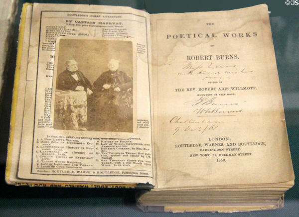 Poetical Works of Robert Burns (1859) signed by his sons at Robert Burns House. Dumfries, Scotland.